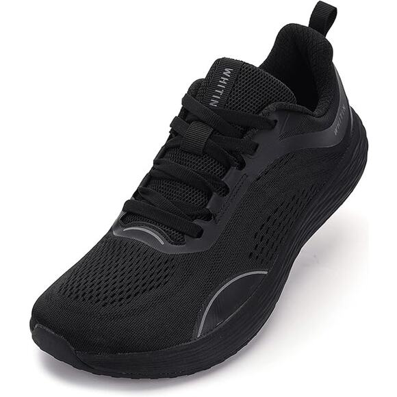 Whitin Mens Size 10 Black Mesh Wide Toe Box Zero Drop Lace Up Athletic Shoes - Picture 1 of 7